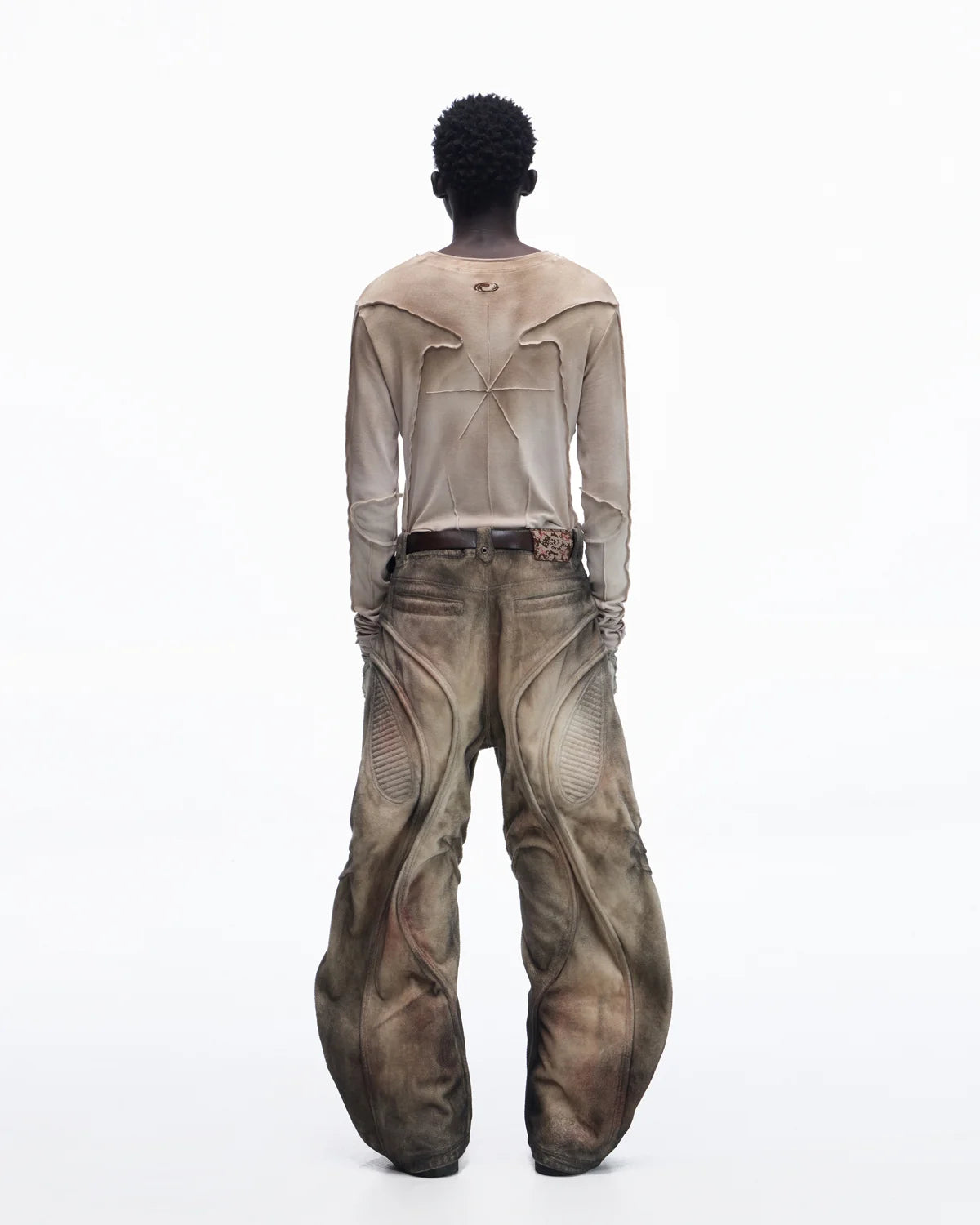 Personsoul Contrast Stitch Long Sleeve Top