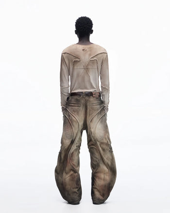 Personsoul Contrast Stitch Long Sleeve Top