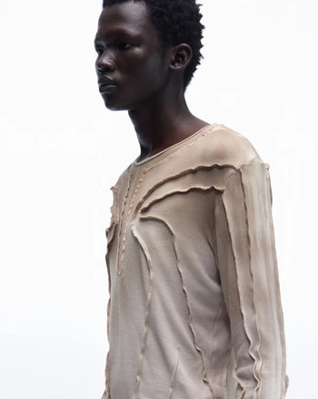 Personsoul Contrast Stitch Long Sleeve Top