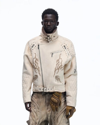 Personsoul Lightning Totem Stand Collar Jacket