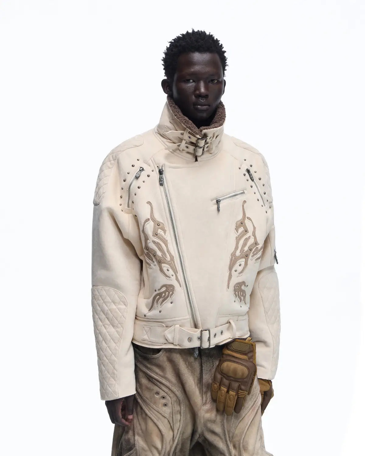 Personsoul Lightning Totem Stand Collar Jacket