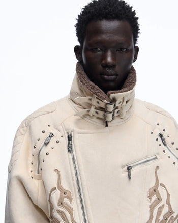 Personsoul Lightning Totem Stand Collar Jacket