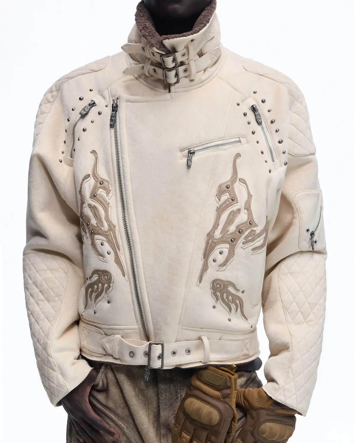 Personsoul Lightning Totem Stand Collar Jacket