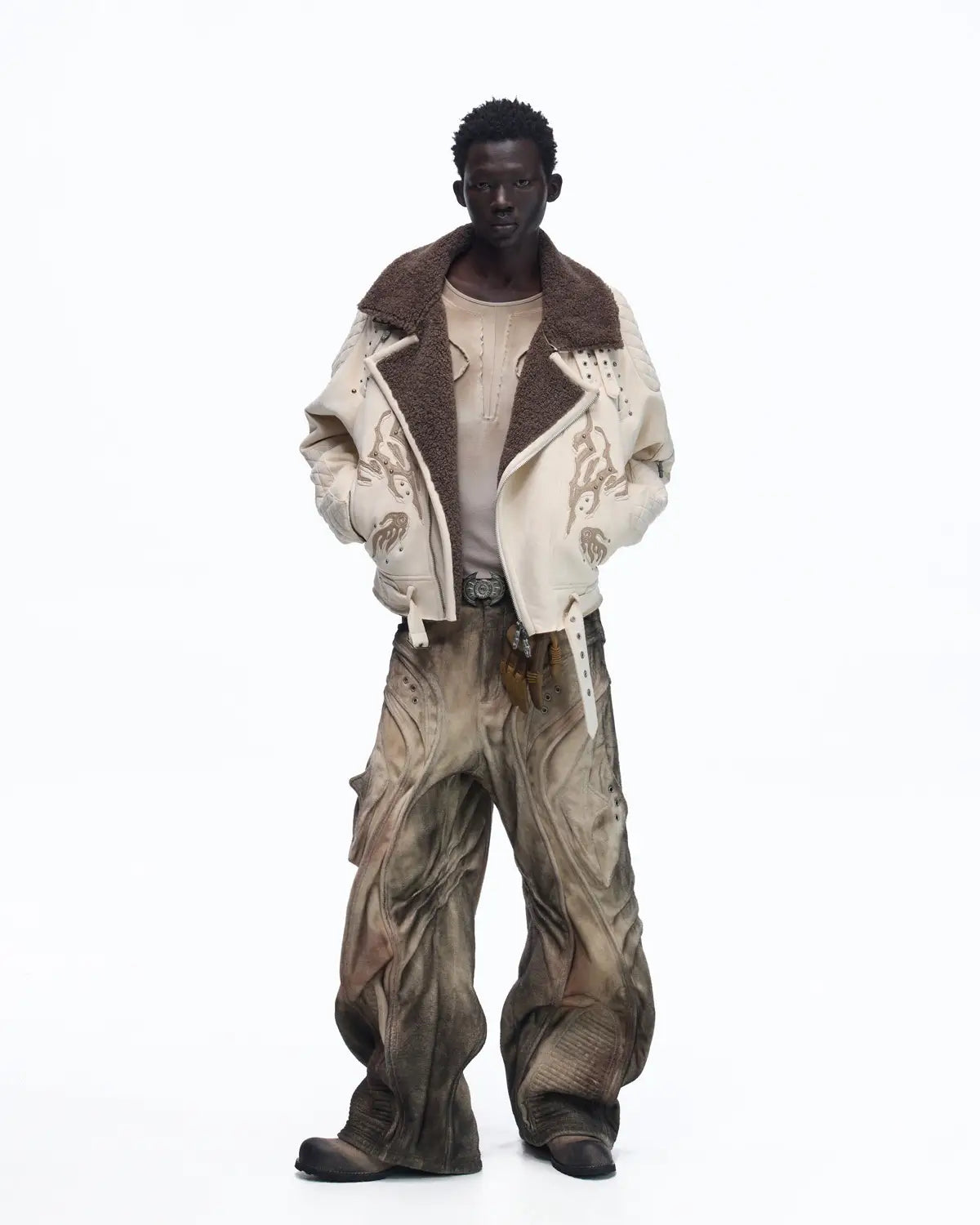 Personsoul Lightning Totem Stand Collar Jacket