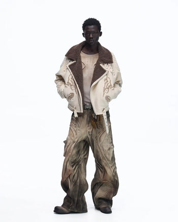 Personsoul Lightning Totem Stand Collar Jacket