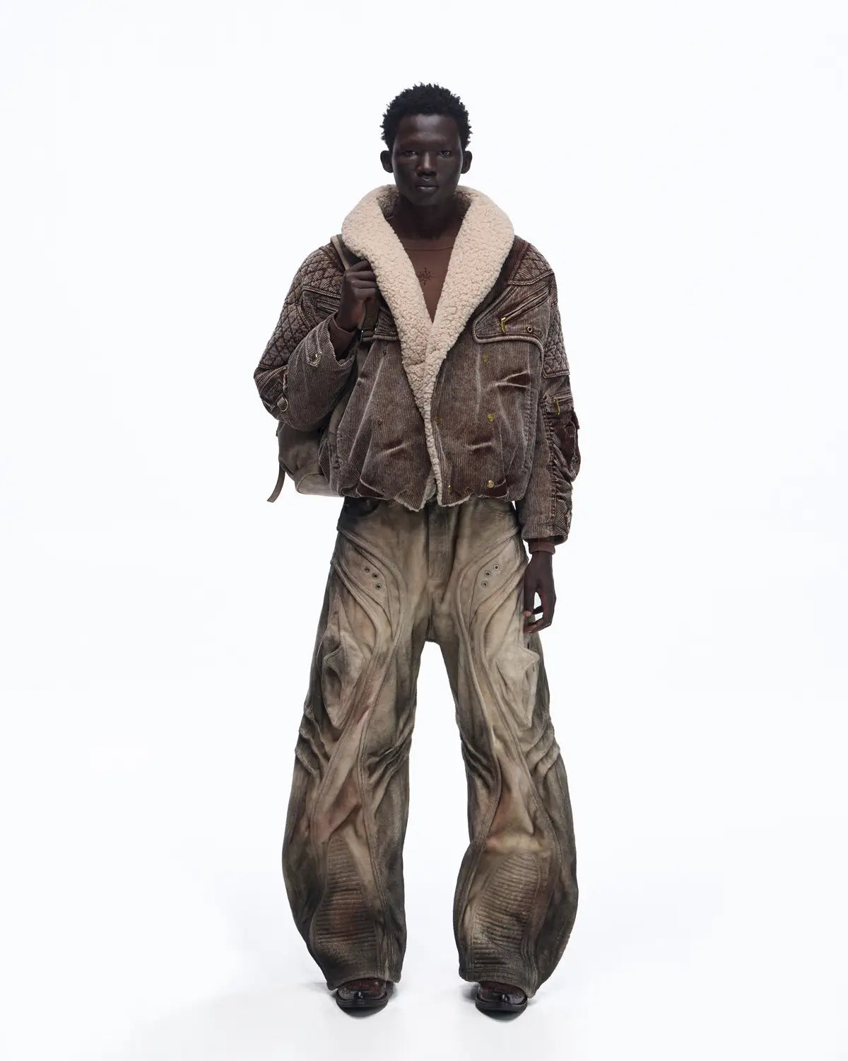 Personsoul Vintage Corduroy Puffer Jacket