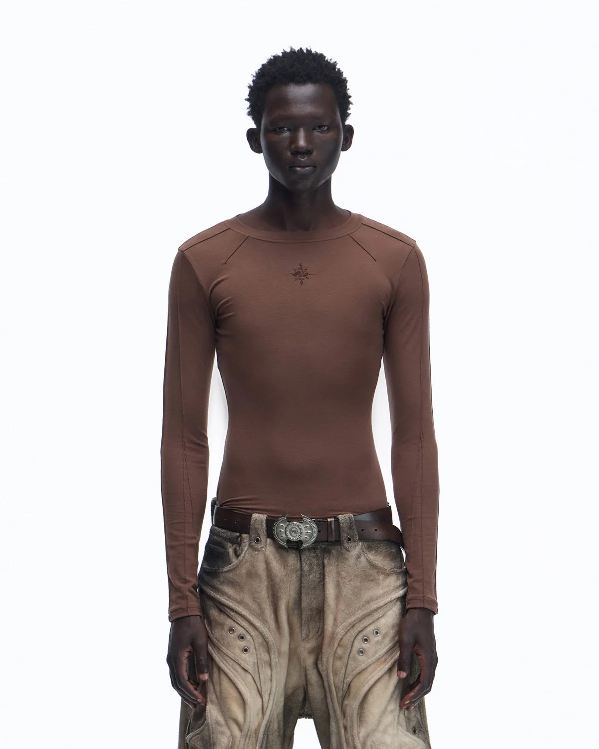 Personsoul Essential Long Sleeve Crewneck In Brown