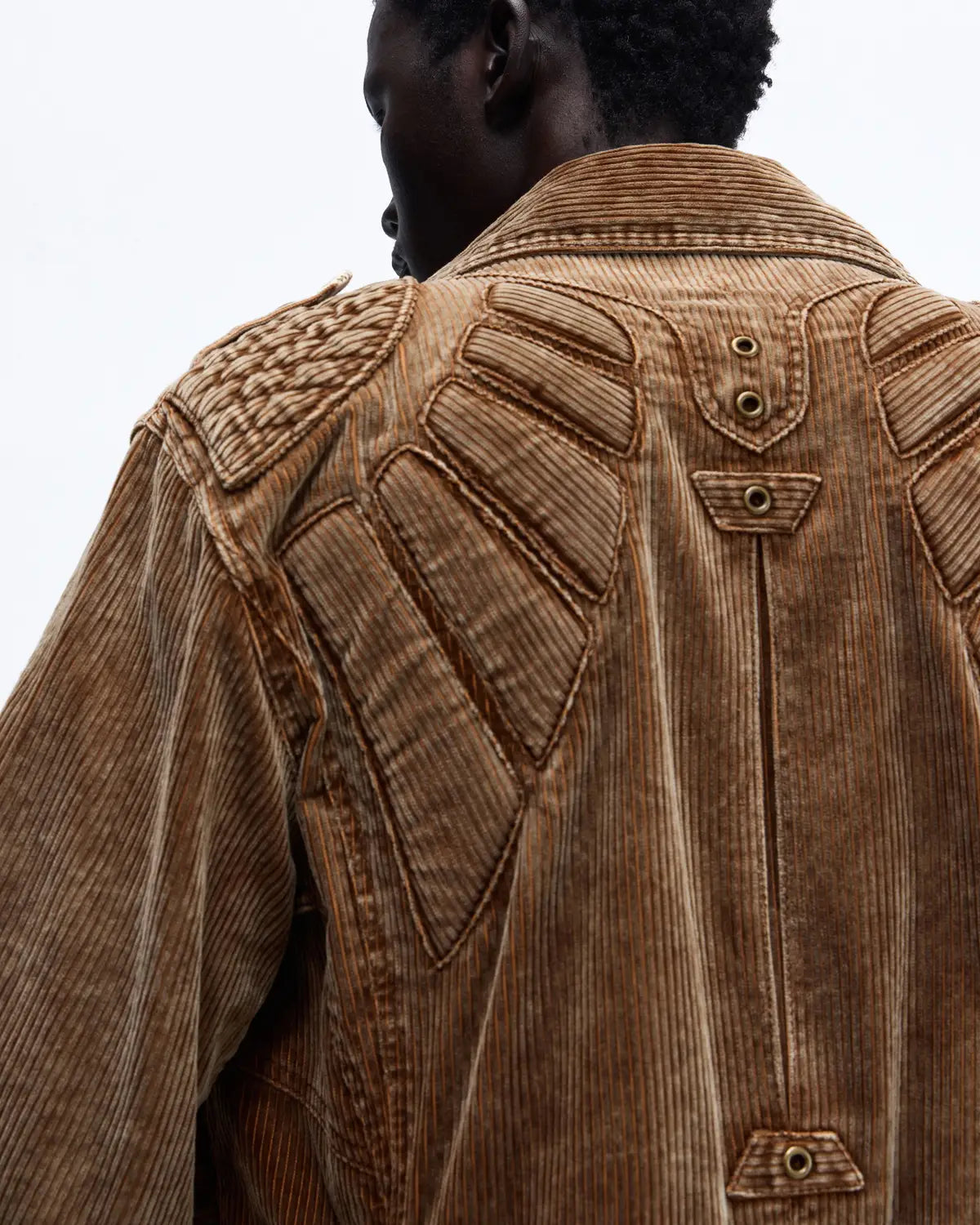 Personsoul Vintage Corduroy Trench Coat with Adjustable Length