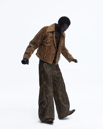 Personsoul Vintage Corduroy Trench Coat with Adjustable Length