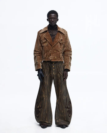 Personsoul Vintage Corduroy Trench Coat with Adjustable Length