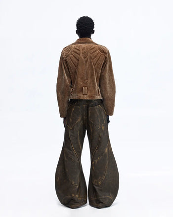 Personsoul Vintage Corduroy Trench Coat with Adjustable Length