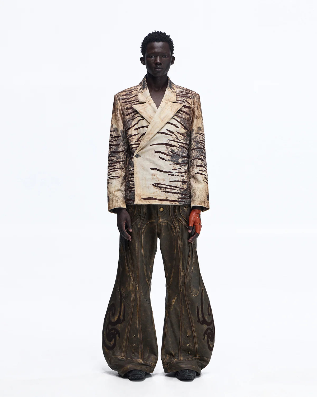 Personsoul Corduroy Tiger Print Blazer