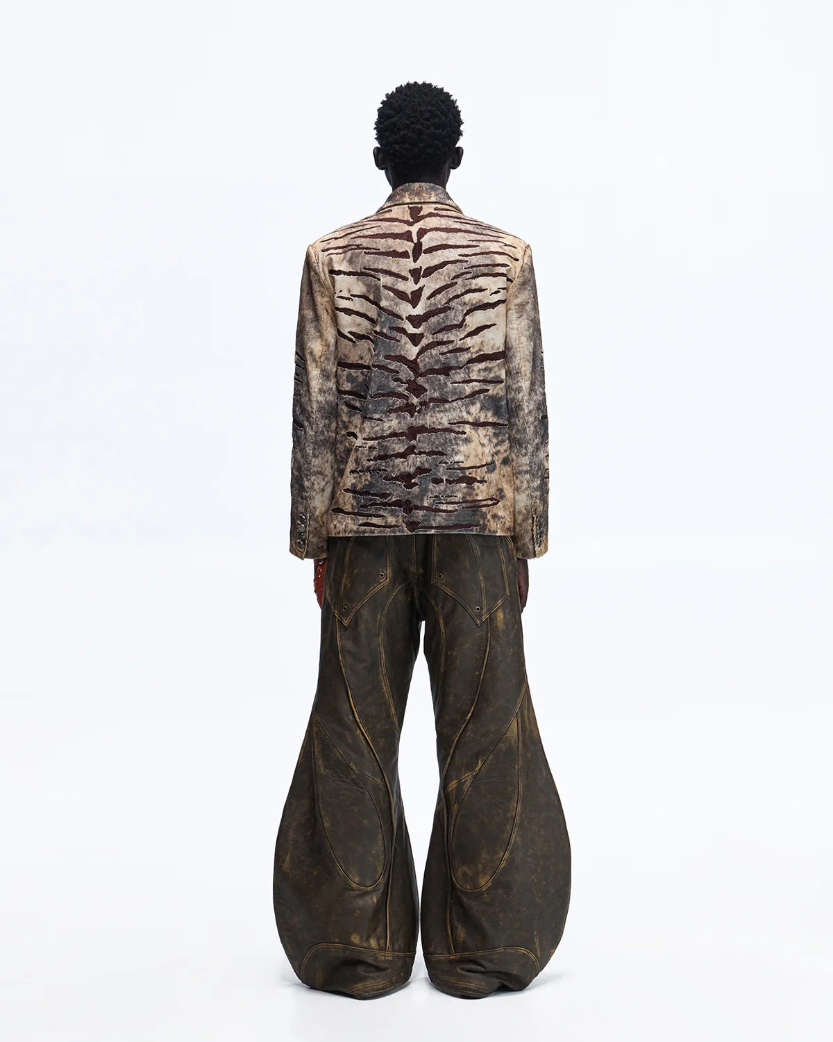 Personsoul Corduroy Tiger Print Blazer