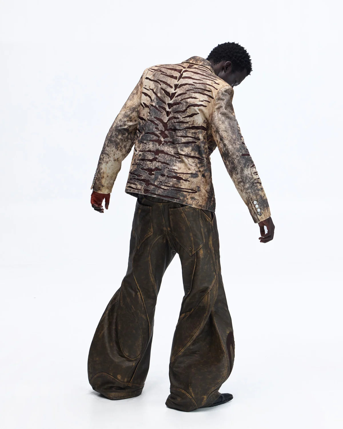 Personsoul Corduroy Tiger Print Blazer