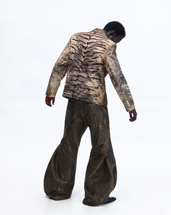 Personsoul Corduroy Tiger Print Blazer