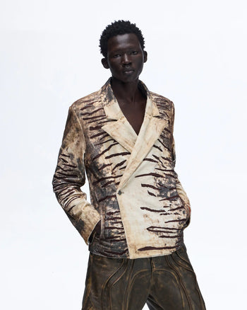 Personsoul Corduroy Tiger Print Blazer