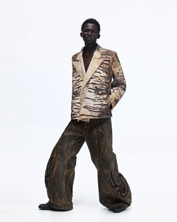 Personsoul Corduroy Tiger Print Blazer