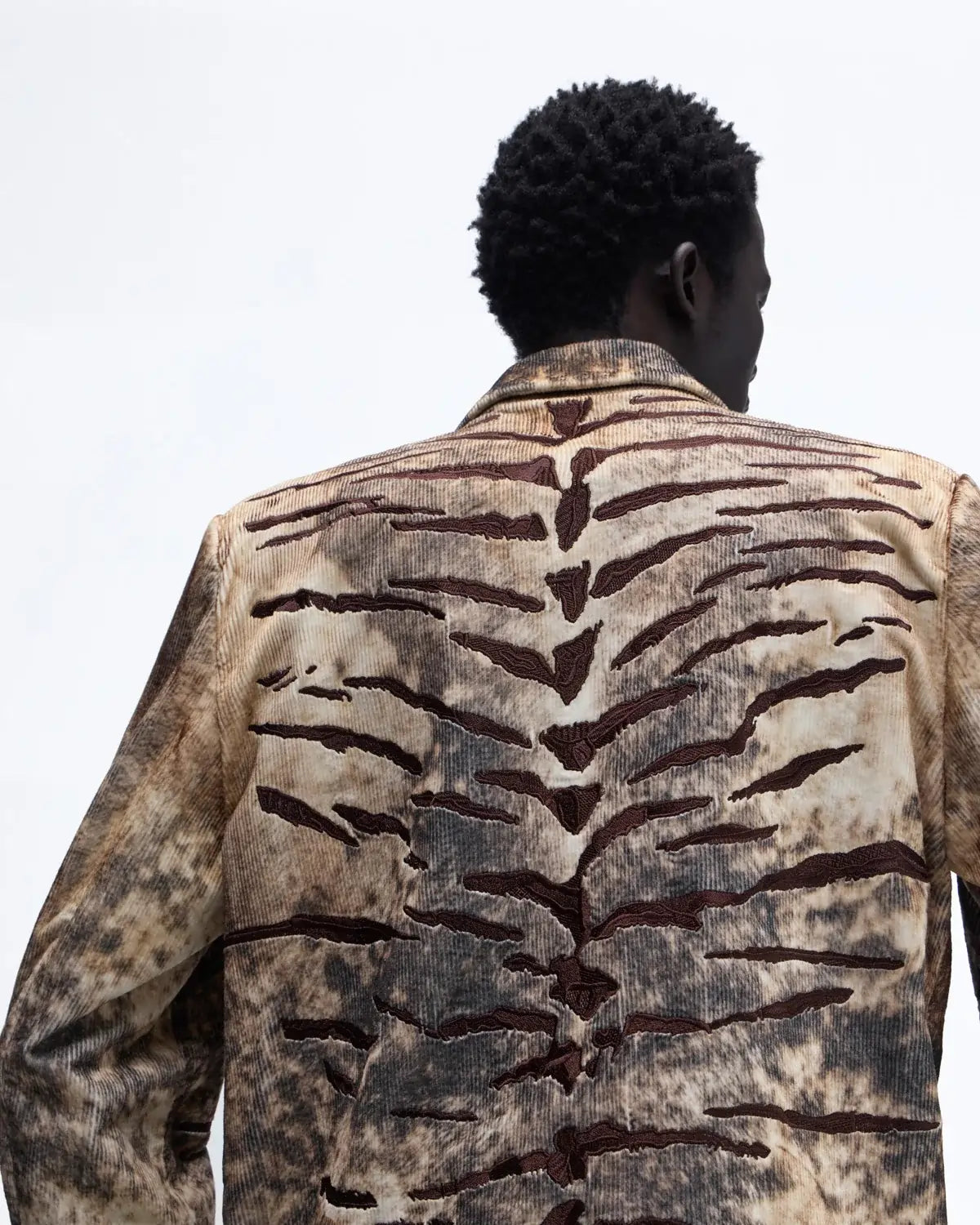 Personsoul Corduroy Tiger Print Blazer