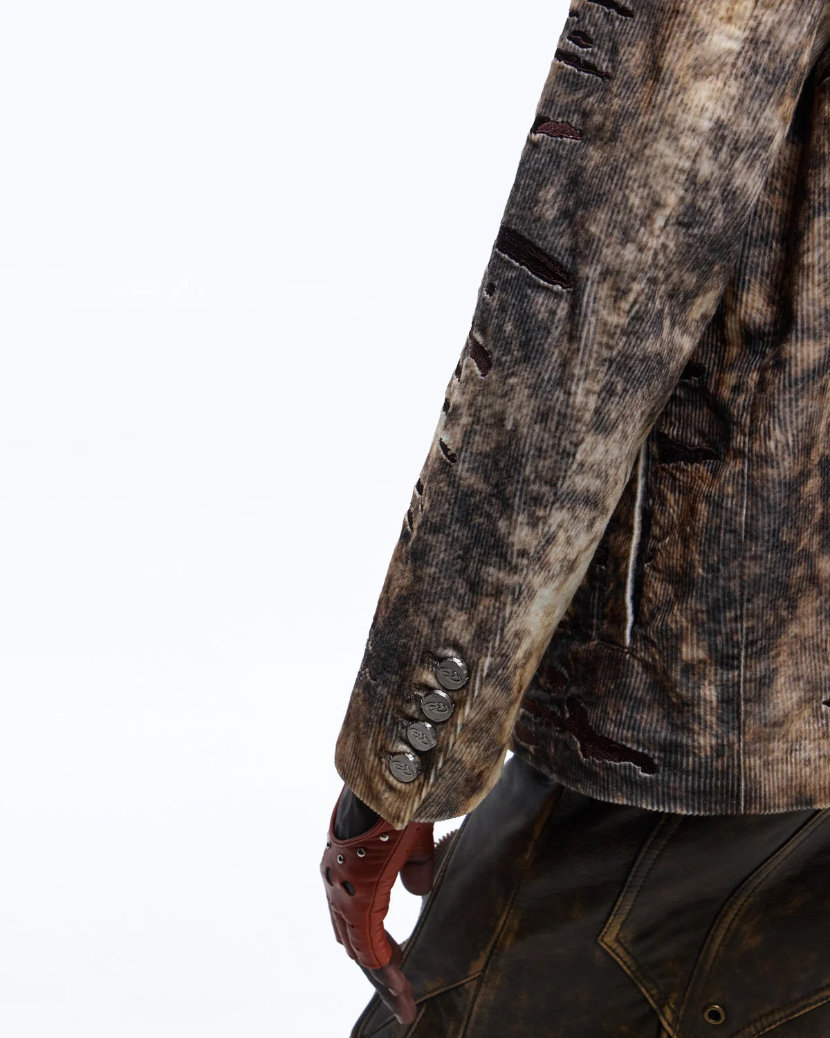 Personsoul Corduroy Tiger Print Blazer