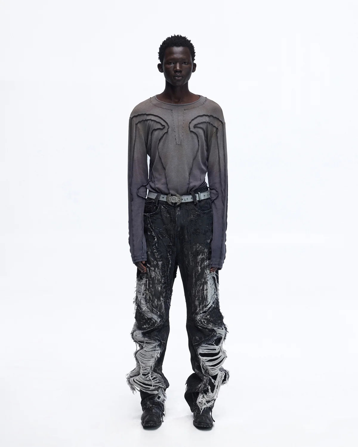 Personsoul Contrast Stitch Long Sleeve Top