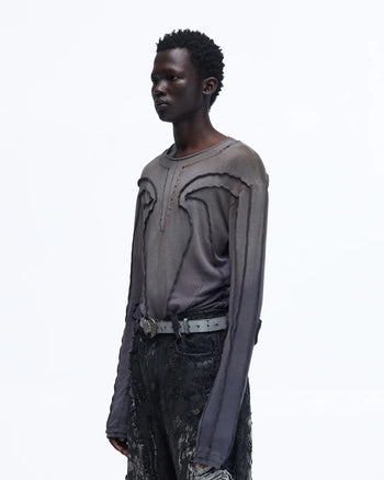 Personsoul Contrast Stitch Long Sleeve Top