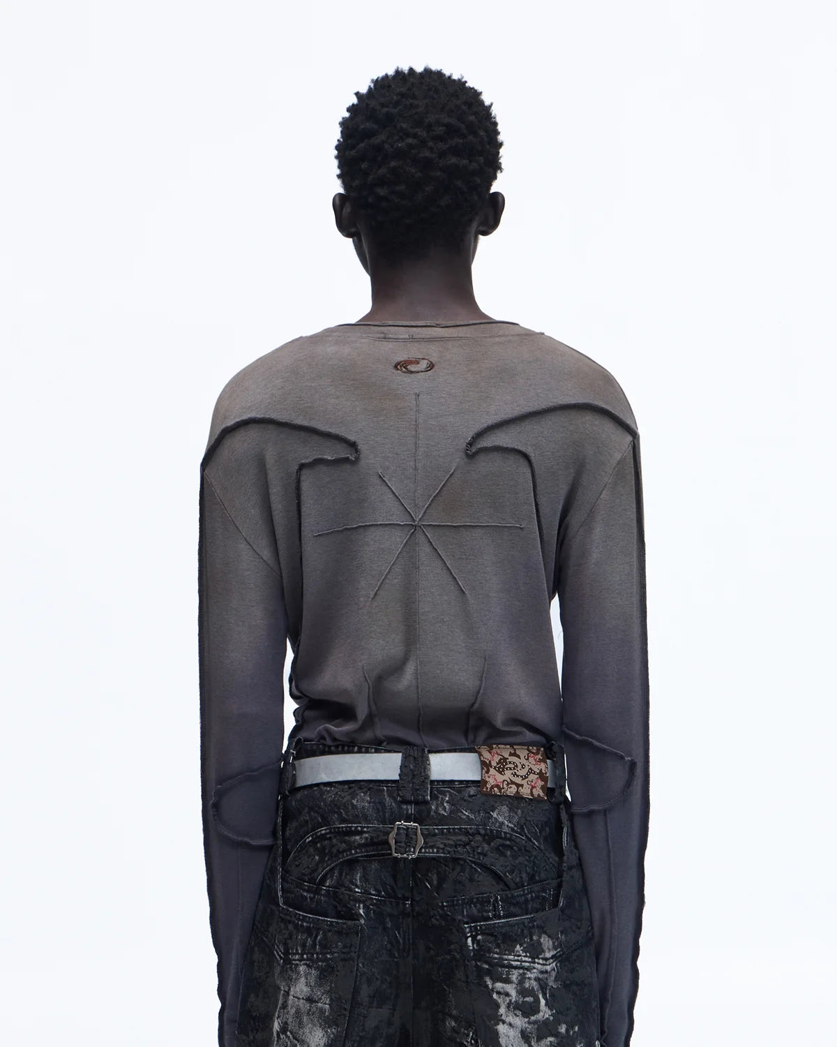 Personsoul Contrast Stitch Long Sleeve Top