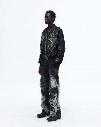 Personsoul Deconstructed & Washed Denim Utility Jacket