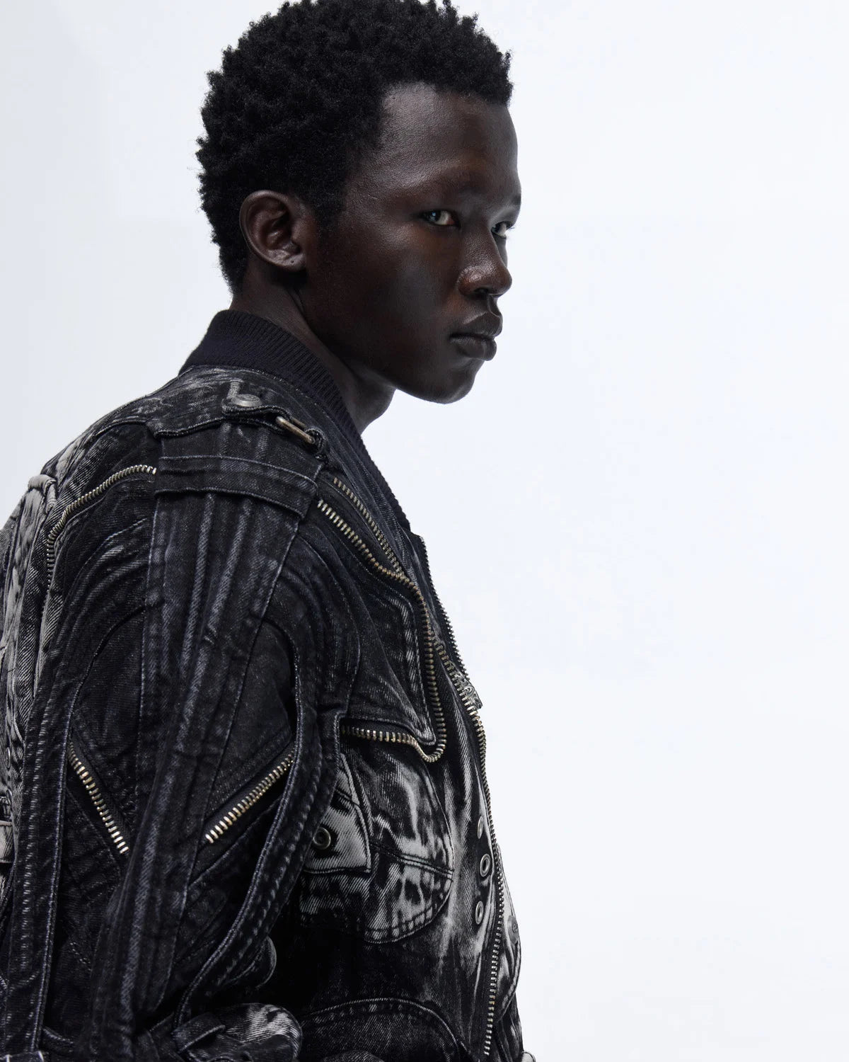 Personsoul Deconstructed & Washed Denim Utility Jacket