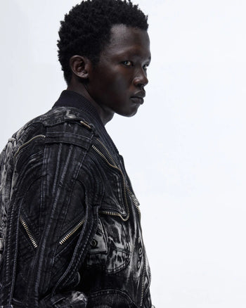 Personsoul Deconstructed & Washed Denim Utility Jacket