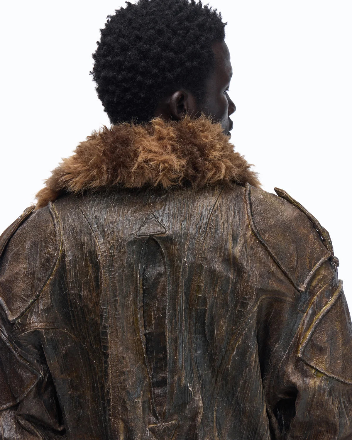 Personsoul Waxed Vintage Detachable Fur Collar Jacket