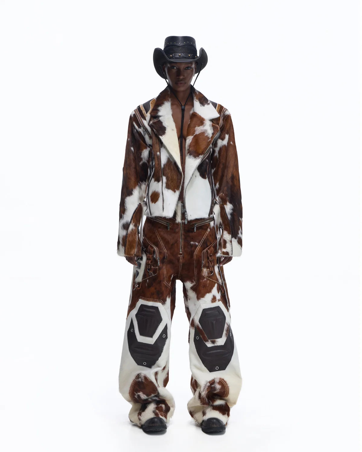 Personsoul Hair-On Cowhide Armor Curved Pants