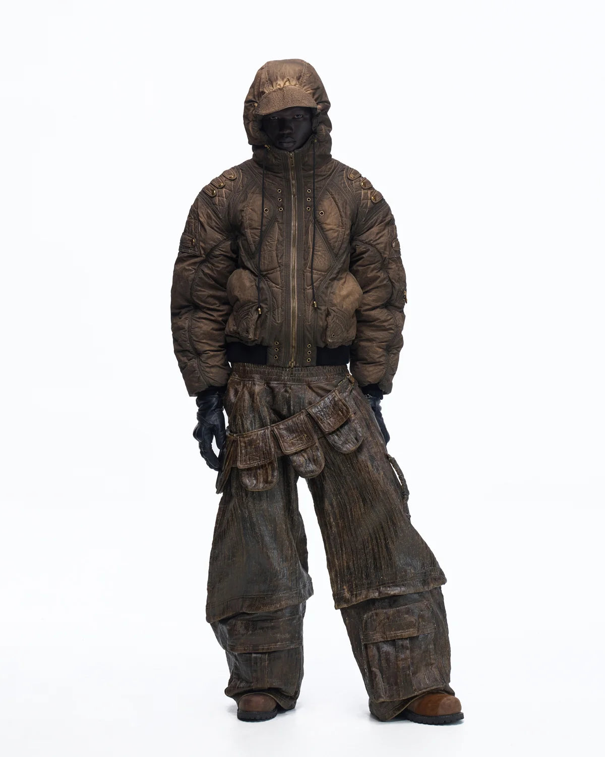 Personsoul Dark Brown Insulated Hooded Coat