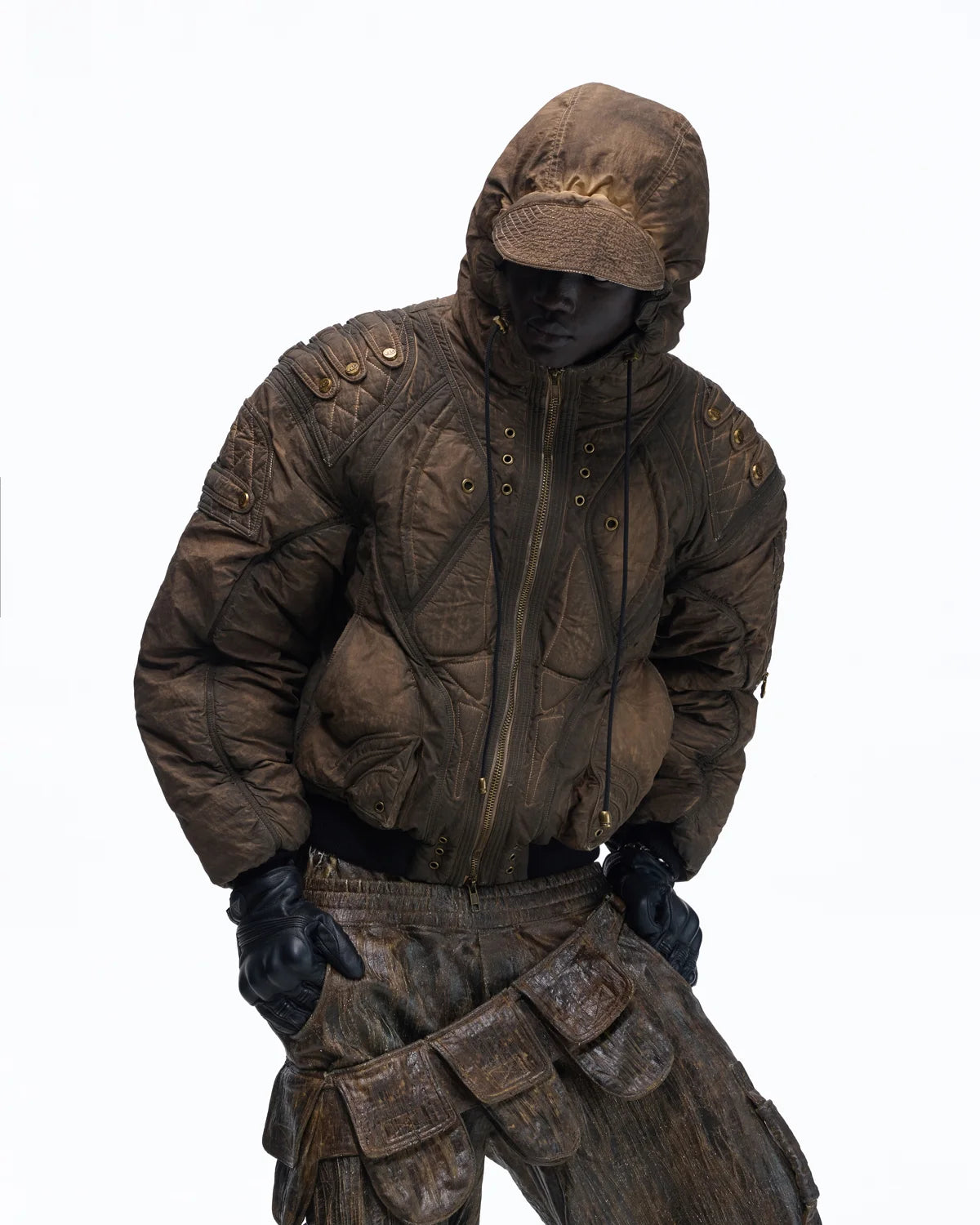 Personsoul Dark Brown Insulated Hooded Coat