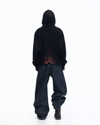 Personsoul Rhinestone Embroidered Hoodie In Black