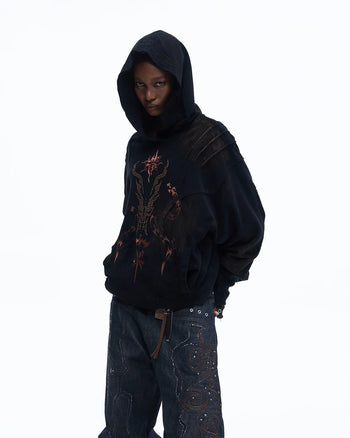 Personsoul Rhinestone Embroidered Hoodie In Black