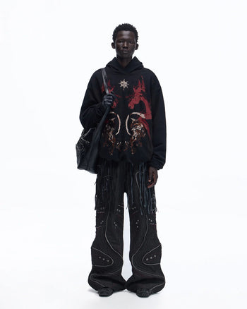 Personsoul Horse Print & Sun Totem Hoodie In Black