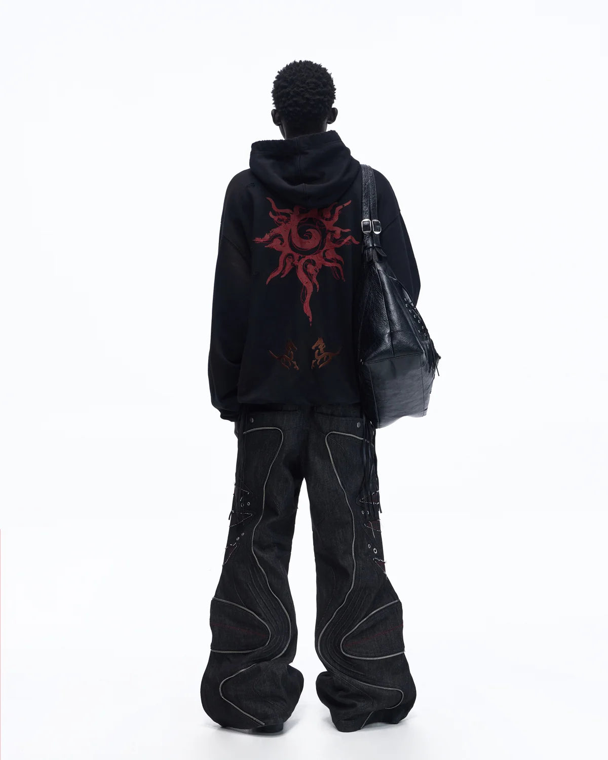 Personsoul Horse Print & Sun Totem Hoodie In Black