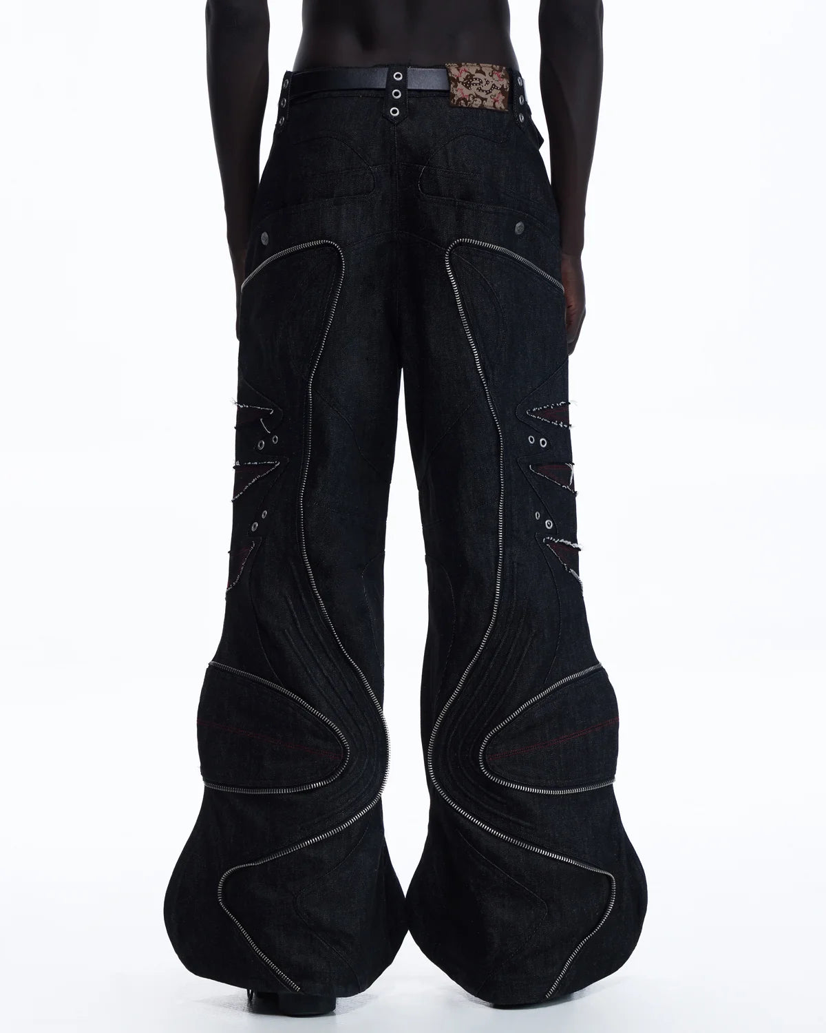 Personsoul Baggy Denim Jeans with Red Contrast Stitch