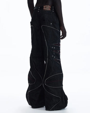 Personsoul Baggy Denim Jeans with Red Contrast Stitch detail