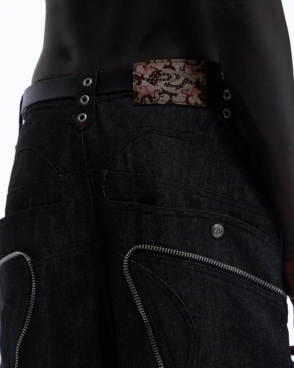 Personsoul Baggy Denim Jeans with Red Contrast Stitch back detail