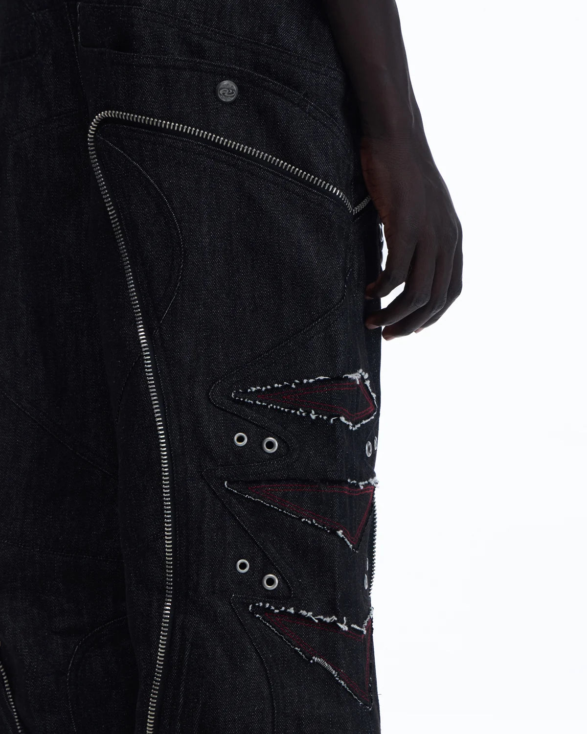 Personsoul Baggy Denim Jeans with Red Contrast Stitch detail
