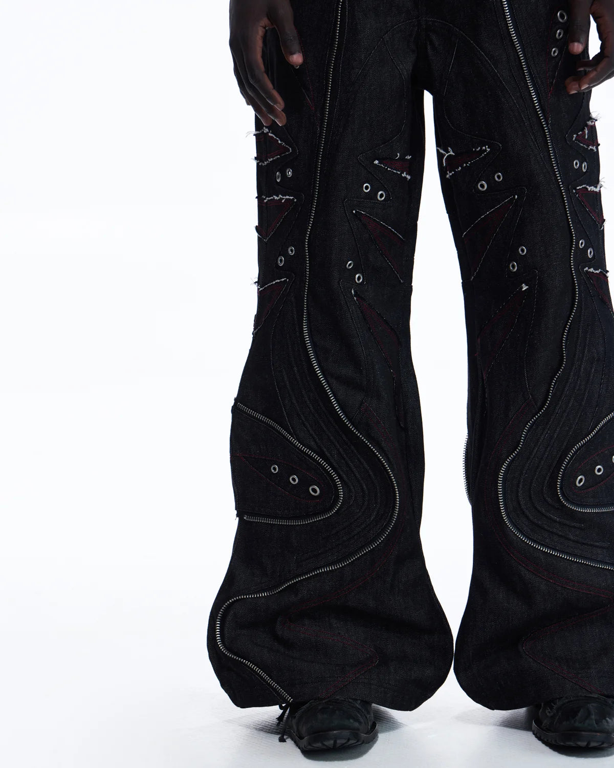 Personsoul Baggy Denim Jeans with Red Contrast Stitch detail