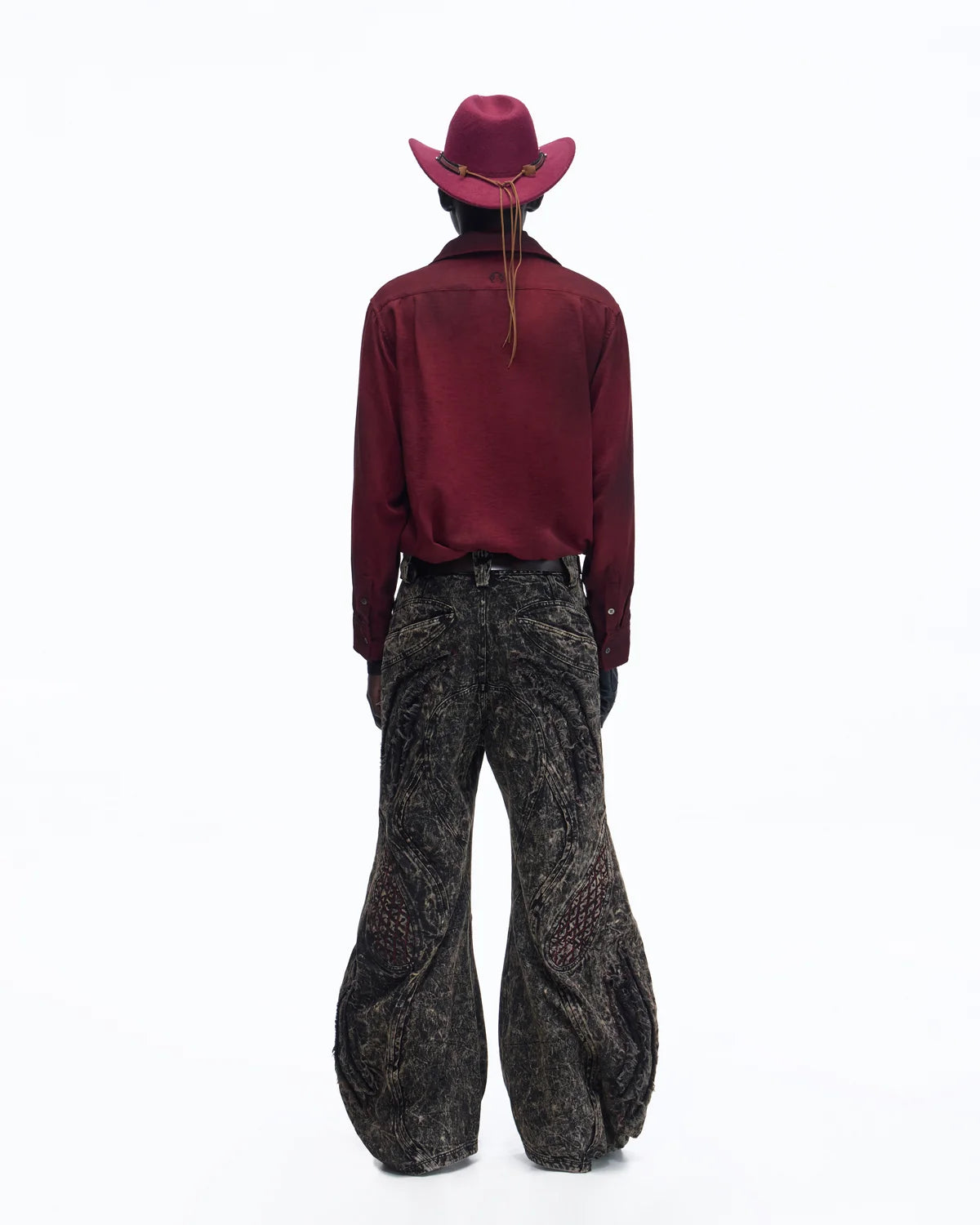 Personsoul Vintage Wine Red Shirt with Totem Print