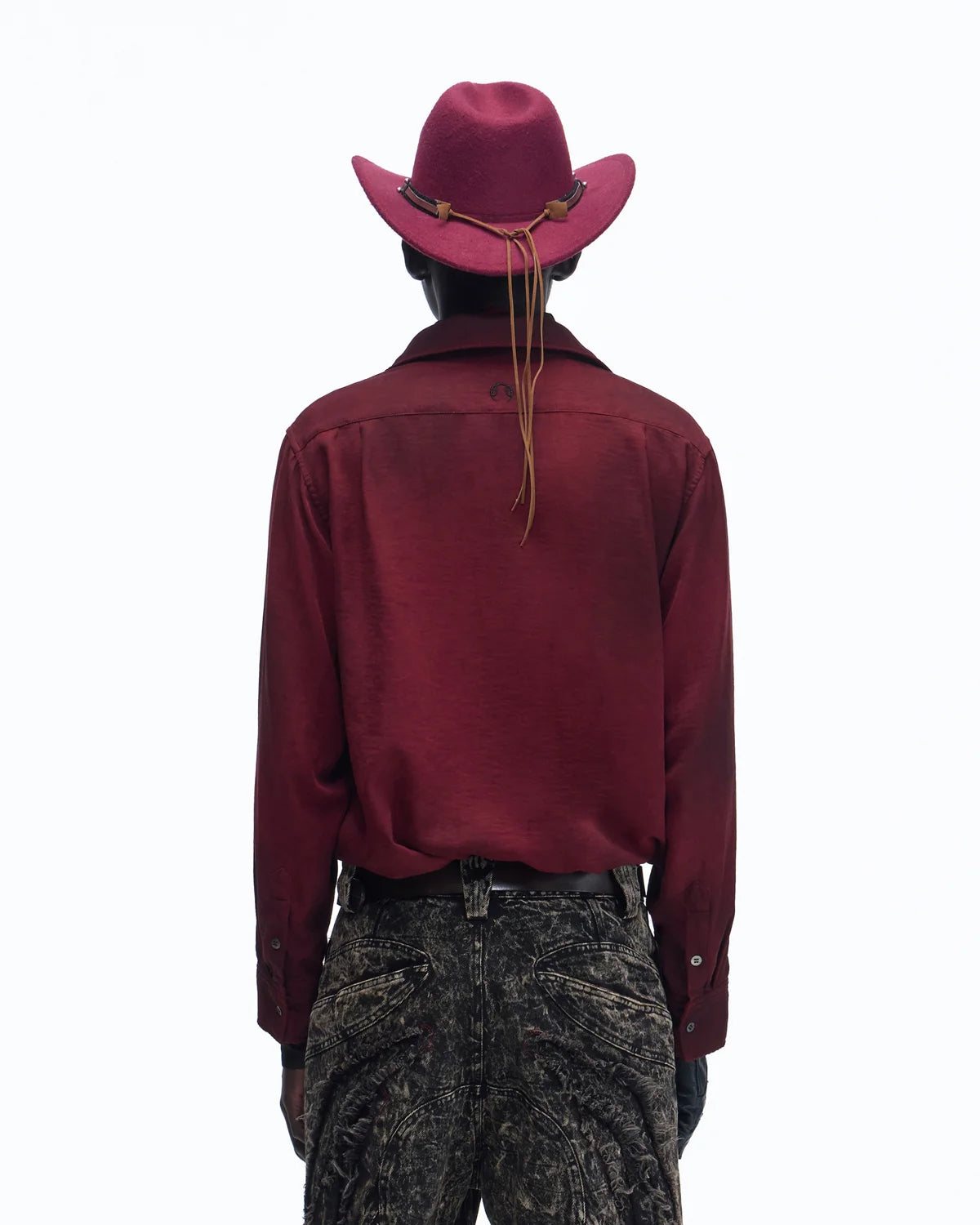 Personsoul Vintage Wine Red Shirt with Totem Print