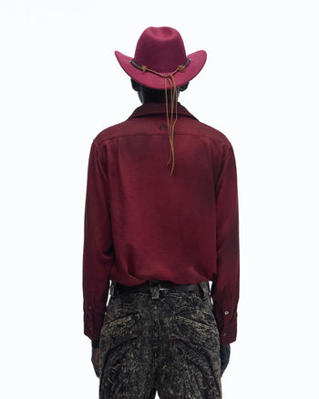 Personsoul Vintage Wine Red Shirt with Totem Print