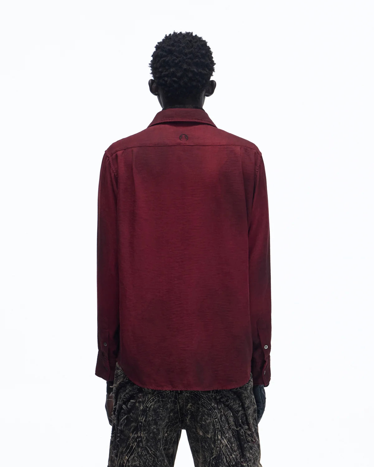 Personsoul Vintage Wine Red Shirt with Totem Print