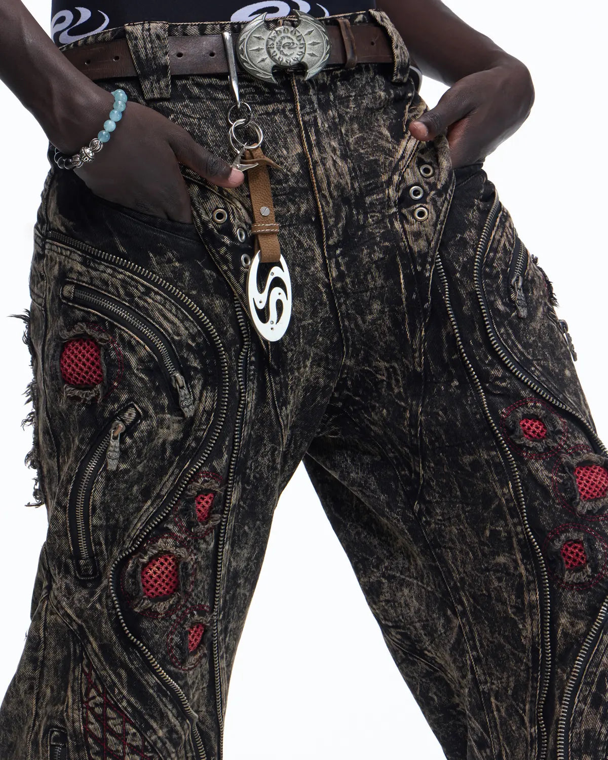 Personsoul Top-Grain Cowhide Axe-Shaped Belt In Brown