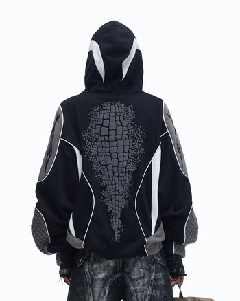 Personsoul Totem Color-Block Racing Hoodie
