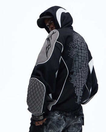 Personsoul Totem Color-Block Racing Hoodie