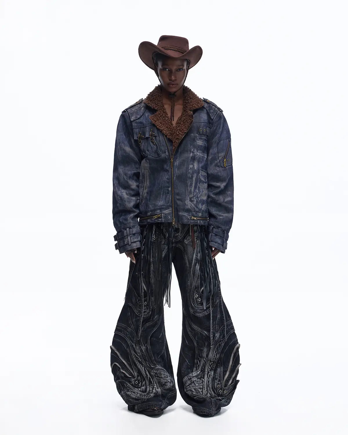 Personsoul Sherpa Lined Raw Denim Jacket